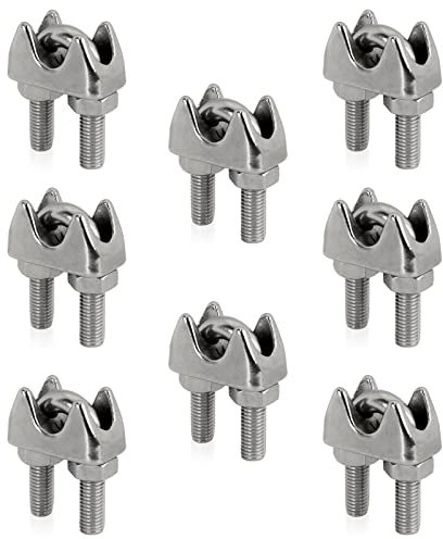 PRIOstahl Lot de 8 serre-câbles en U - Serre-câble en U - 4 mm - Tendeur de câble en acier inoxydable V4A