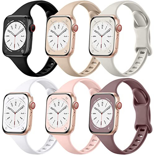 Lerobo Thin Slim Bands Compatible with Apple Watch 40mm 38mm 44mm 45mm 46mm 42mm 41mm 49mm SE iWatch Bands Ultra Series 10 9 8 7 6 5 4 3 2 1 for Women Men,Soft Narrow Sport Strap Wristband