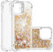 IMEIKONST Compatible with iPhone 14 Pro Max Glitter Case, Liquid Sparkle Quicksand Clear Transparent Sequin Girls Slim TPU Bumper Silicone Shockproof Cover for iPhone 14 Pro Max. Love Gold YBW