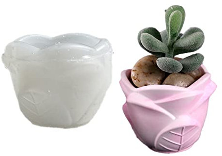 Rosenform Blumentopf Silikonform Beton Sukkulenten Pflanzgefäß Vase Kaktus Form Kerze Stifthalter Aufbewahrungsbox Form Gips Epoxidharz Zement Tonform