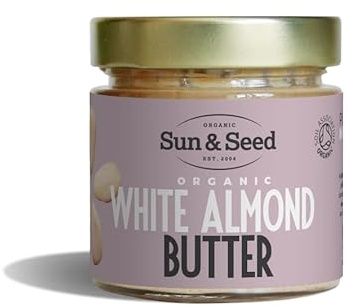 Organic White Almond Butter by Sun & Seed - 200g - Smooth Butter - Plant Based - High in Fibre - Palm Oil Free - Vegan Butter - No Added Sugar