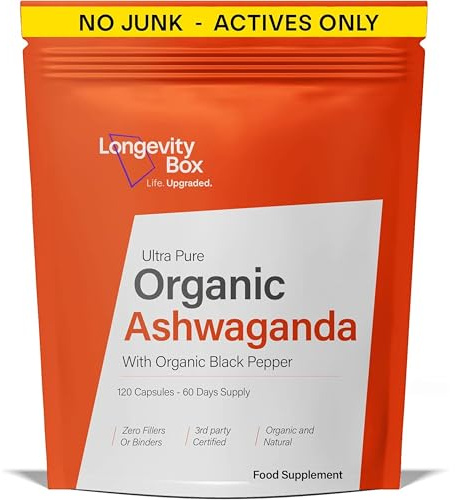 Longevity Box Ashwagandha, Ashwagandha Capsules, 1000 Mg, 120 Vegan | Ashwagandha High Strength, Root Extract With Black Pepper, Organic, Non Gmo