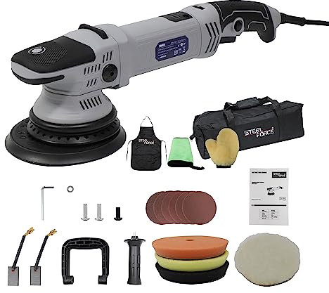 Steel Force PRP675021 15,2 cm Dual Action/DA Polierer, Puffer Waxer mit Verriegelungsschalter und 6 variablen Geschwindigkeiten für Autopflege, Fliesenreinigung und Holzpolieren
