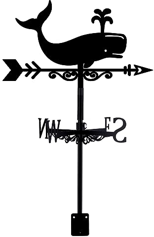 SUPERDANT Girouette de Jardin Exterieur Baleine Ornement Girouettes Girouette Cachalot Girouettes en Métal Forgé pour Décor de Girouette de Toit Jardin Outil de Mesure du Vent