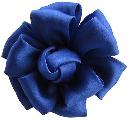 KABELIF Damen Seide Blume Brosche,Blume Ansteckblume, Blume Haarspange, Haarclip Blume, Rosen Haarnadeln Haarblume Haarblüte Haarschmuck (Dunkelblau)