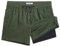 MaaMgic Herren Badehose mit Kompression Badeshorts 2 in 1 | 5.5 Schnelltrocknend lässige Swim Shorts Kurz Boardshorts mit Innenhose Reißverschlusstasche,Dunkelgrün Schwarz Cr 5.5,L