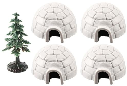 Gadpiparty Eishaus-modellstatue Mini-weihnachtsbäume Kunststoff- für Den Schreibtisch oder Das