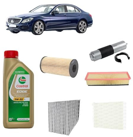 Kit tagliando 5 filtri + 7L olio Edge 5W30 LL per Classe C W205 S205 C205 1598CC gasolio 180D 200D 180 200 Bluetec