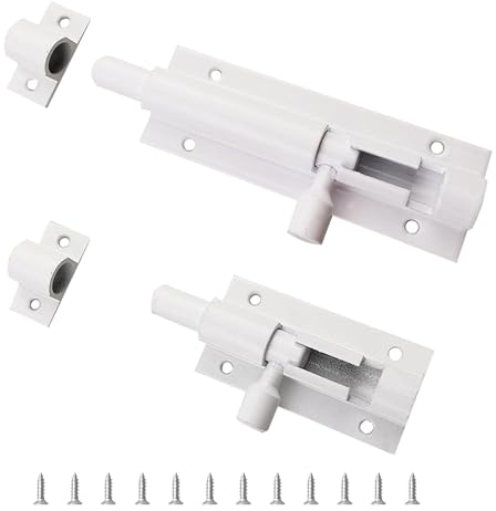 2 Pestillos De Aluminio Blanco (2 Y 3), Juego De Cerraduras De Aluminio Blanco, Pestillo De Aluminio, Puertas De Dormitorio Y Interior Puertas, Pestillos Y Pestillos Pequeños