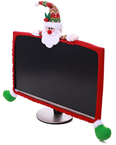Uonlytech Christmas Family Chrismas Christmas Monitor Cover Desktop Computer Decoration Three-dimensional Decorate Computer Case Decorative Items Red