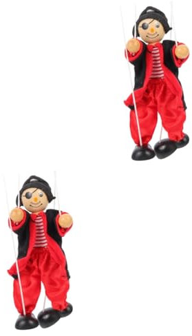 SAFIGLE 2stücke Piraten-Marionette Aus Holz Interaktives Spielzeug Für Realistische Gestaltung Für Puppentheater Und Eltern-aktivitäten Robust Und Sicher Der Handhabung