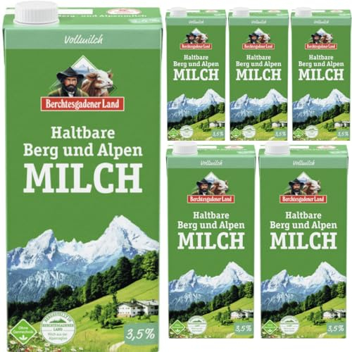 Berchtesgadener Milch Land haltbare Berg und Alpen Milch 3,5% 1000 mililiter x 6 Stück