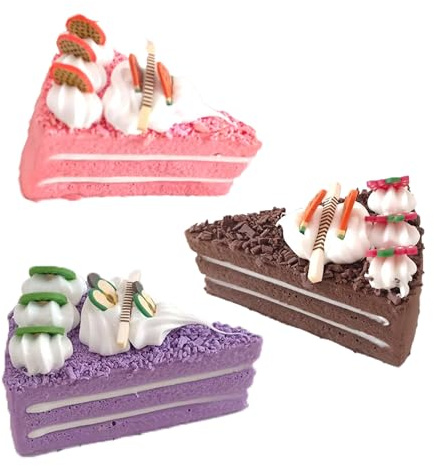 LONGHAO 3 pcs Künstliche Dreieck Kuchen,Simulation Kuchen zur Dekoration | Dreieckige Kuchen Modelle, lebensechte Optik, für Präsentation, Party & Fotorequisit