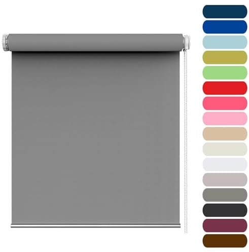 Blackout Waterproof Fabric Window 105 x 200 cm Without Drilling, Translucent and Darkening, Roman and Vertical blinds, Portable Blackout Blinds for Bedroom, for any Room, Light Grey