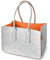 Miqio Design Filz Shopper | große Einkaufstasche mit Henkel und Innentasche | Shopping-Bag Einkaufskorb | Tragetasche aus Filz| Aufbewahrungskorb | Hellgrau-Orange