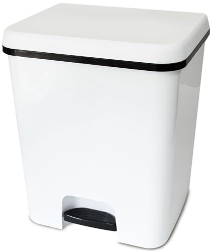 Mülleimer Treteimer 52L eckig 42x38x50cm Weiss Kunststoff Pedal Küche Müll
