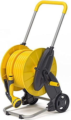 Tragbarer Schlauchaufroller, Gartenschlauchaufroller mit Rädern, Aufroller, Werkzeuge for den Außenbereich, Hof, Wasserbepflanzung, LKW, Wasserbepflanzung, Gartenschlauchhalter(Size:30M Hose)