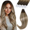 Vivien Invisible Tape Extensions Echthaar Balayage Remy Echthaar Extensions Tape in Ombre Haar Braun bis Blond Menschliches Haar Natürlich 50g 20Pcs 55cm