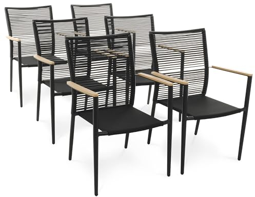 di volio Gartenstuhl Asti - aus robusten Materialien wie Polyrattan, Aluminium und Textilene gefertigt, stapelbar & witterungsbeständig (Beige, 6)