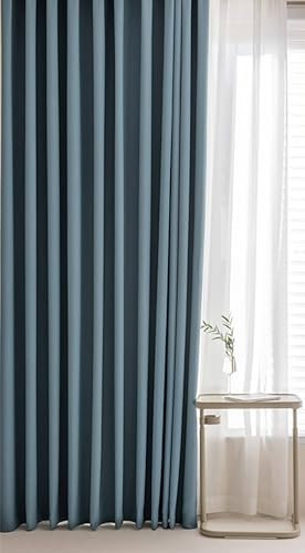 Musihy Gardinen Wohnzimmer, 137 x 183 cm Einfarbig Blau Thermoisolierte Vorhänge mit Ösen zur Verdunkelung des Raumes für Schlafzimmer, Küche, Kinderzimmer Kurze Fenstervorhänge