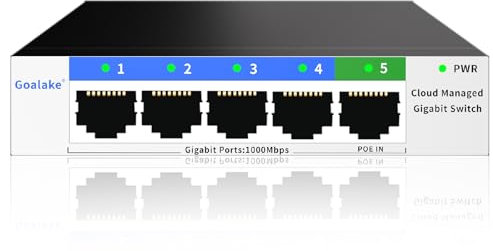 5-Port-Gigabit-Ethernet-Netzwerk-Switch, QoS, VLAN, DHCP-Snooping, App-Fernbedienung/Web-Interface-Monitor, Desktop-/Wandhalterung, Cloud-Management-Ethernet-Splitter, Heim/Büro, Netzwerk-Hub