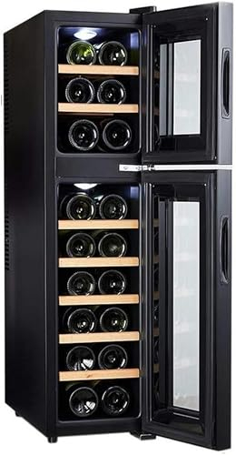 QPZMALSKY Bibliothèques De Vin Doubles Supérieures Et Inférieures, Bibliothèques De Vin Indépendantes Et Intégrées, Acier Inoxydable avec Porte en Verre, Refroidisseur