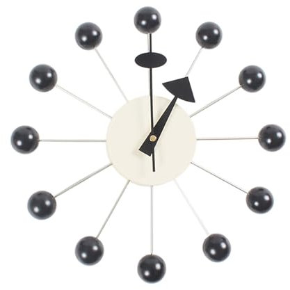 Milageto Große Wanduhr Modern, Holz 3D Wanduhr mit Kugeln, Silent Non-Ticking, batteriebetrieben, 32 cm, Kreative Candy Hängeuhr für Wohnzimmer Küche Büro, Schwarzer Ball