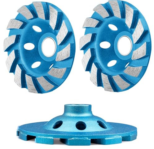 4.5 Inch 3pcs Concrete Grinding Wheels 14 Turbo Diamond Segments 5/8-11 Arbor Diamond Grinding Wheel Fit for Paint, Epoxy, Mastic, Coating Removal
