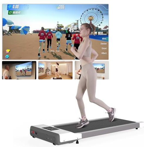 Superun Raceable Cinta de Andar para Dispositivo Portatil Alta Tecnología, MAX 159KG Cinta de Correr Escritorio App Control, Walking Pad con Cursos Ejercicios y Multijugador Carrera en Casa u Oficina