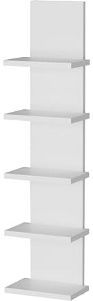 MARAND Moderne Bücherregal - 5 Regale - Kinderzimmer Aufbewahrung - Schmal - Wohnzimmer - Holzwerstoff - Matt Weiß