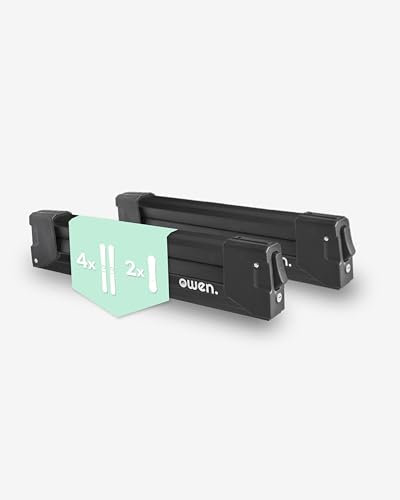Owen Porte-skis Advanced Noir | Aluminium Premium | Pour 4 skis ou 2 snowboards | Charge maximale 28 kg | DIN 75302:2019 & Certifié City Crash | Dimensions : 600 x 58 x 130 mm
