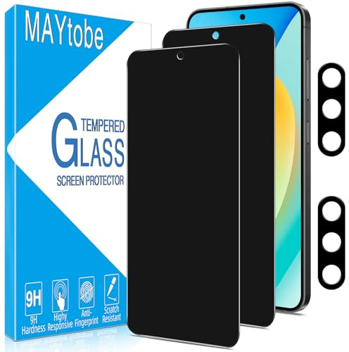 MAYtobe for Samsung Galaxy S24 Plus Privacy Screen Protector 2+2 Pack | With Camera Lens Protector, Anti Spy 9H Tempered Glass, Supports Fingerprint ID, Ultra Resistant, Anti-Scratch, No Bubbles