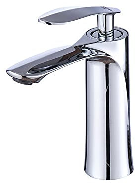 Robinet de bassin en laiton, robinet d'évier de salle de bain à un seul trou à handle, lavabo à laver à eau chaude et mélangeur à eau froide, noyau de soupape en céramique, placage multicouche