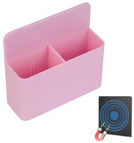 Shpucise Pink Magnetic Pen Marker Holder with Adjustable Pad, Remote Control Holder Adjustable Fits Fridge Refrigerator Whiteboard Locker for Office Home School