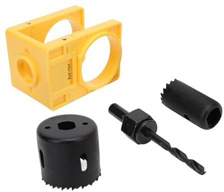 LOCADENCE Door Lock Installation Kit, Door Lock Jig with Adjustable Guide Template Ball Type Lock Hole Saw and Shaft, Door Lock Hole Saw Set for 1-3/8 to 1-3/4 Inch Doors (Yellow)