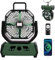 Mapille Ventilador de camping con 20000mAh y luz LED, ventilador USB silencioso con mando a distancia, 4 velocidades, temporizador, oscilante, portátil para tiendas, cortes de luz, exteriores (Verde)