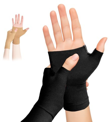1 paio Manicotti di compressione in rame per polso, traspiranti e confortevoli Fascia da Polso per sindrome del tunnel carpale per Tunnel Carpale, Slogature, Tendinite e Artrite Unisex (nero, M) | Tutore elastico per polso per tunnel carpale, artrite e tendinite