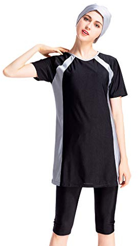 Generisch Kurzarm Shorts Burkini Muslim Badeanzug Dreiteiliger Islamischer Badeanzug Damen Strandmode mit Kopftuch