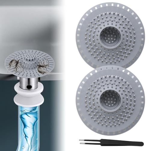 UHETLET 2 Stück Abflusssieb Silikon Haarsieb Dusche mit Saugnapf Haarfänger Duschsieb Abfluss Haare Duschsieb Abflusssieb Waschbecken Sieb Dusche Abfluss Haare für Badezimmer Badewanne und Küche