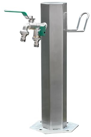 QYYZTQY Edelstahlgartenwassersäule Hahn mit Schlauchhalterung freistehender Wasserhahn und Brunnen für den Außenbereich 50 cm Höhe