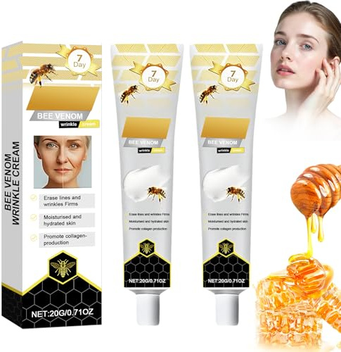 2 Stück Bienengift Anti-Falten-Creme, Feuchtigkeitsspendende Gesichtscreme mit Straffender Wirkung, 20g Gesicht- und Halscreme für Alle Hauttypen(Schwarz)