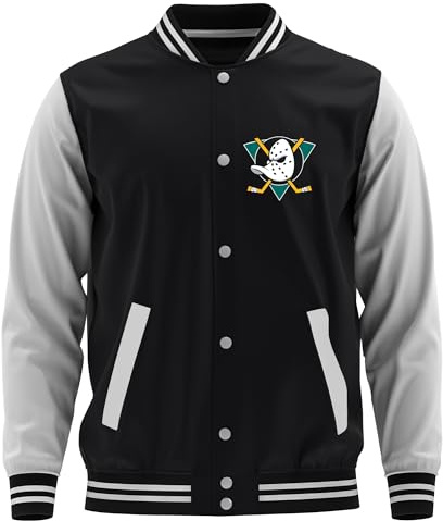 UGLYSHIRT Duck Power College Jacke | Retro Eishockey Design im 90er Stil
