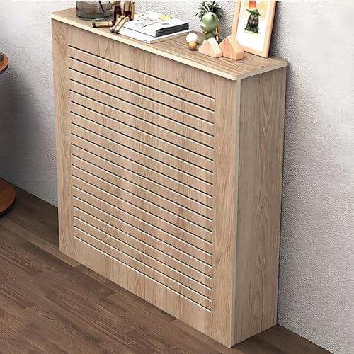 SXKLYRF Meuble Cache Radiateur, Étagères à Lattes Horizontales, Grille Couvercle Radiateur Maison, Cache Tuyau Plomberie(60x70x20cm/24x28x8in)