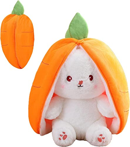 dellyy Hasen Verstecken, Hase Plüschtier Verstecken, Gefülltes Kaninchen mit Karotten und Erdbeeren, Osterhase Gefülltes Plüschtier Hase, Kuscheltier Osterhase Puppe Geschenk für Kinder (Karotten)