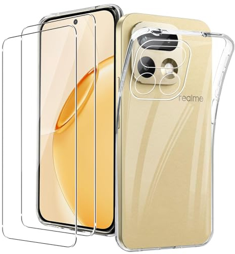 KUSINHOKA Funda para Realme 16 Pro 5G + [2 Pack] Cristal Templado, Suave Silicona [Anti-Choque] Carcasa Protectora, Ultra Fina [Anti-arañazos] Transparente TPU Carcasa para Realme 16 Pro
