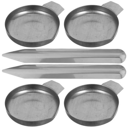 FONDOTIN Ensemble 6 Pièces Plateaux de Pesée Inox avec Spatules, Coupelles pour Balances Électroniques, Usage Laboratoire, Bijouterie, Poudres Fines et Liquides, Plateaux Profonds et Mini