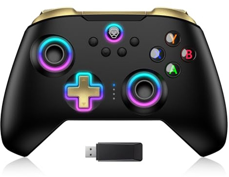 JORREP Wireless PC Controller with Hall Effect Joysticks,2.4G & Wired (Black)