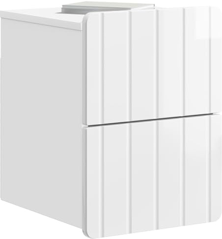 vidaXL Wandmontierter Nachttisch Hochglanz Weiß 33 x 34,5 x 43 cm, Großer Wandschrank, Vintage Stil, platzsparend, schwebender Schreibtisch Nachttisch-Organizer