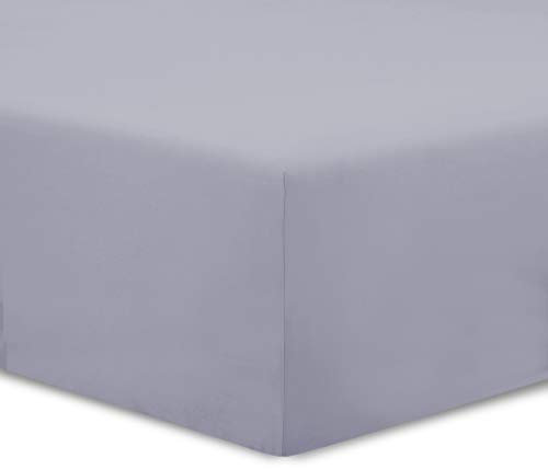 VISION - Drap Housse 140 x 190 cm - Coloris: Gris - 100% Coton: 57 Fils - 4 Coins élastiques