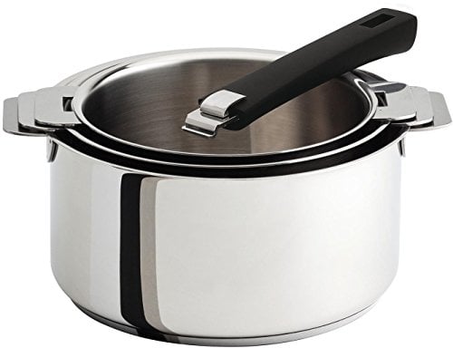 Cristel S3Cman Serie 3 Casseroles Amovibles 16 a 20 Cm + 1 Poignee Mutine Noire